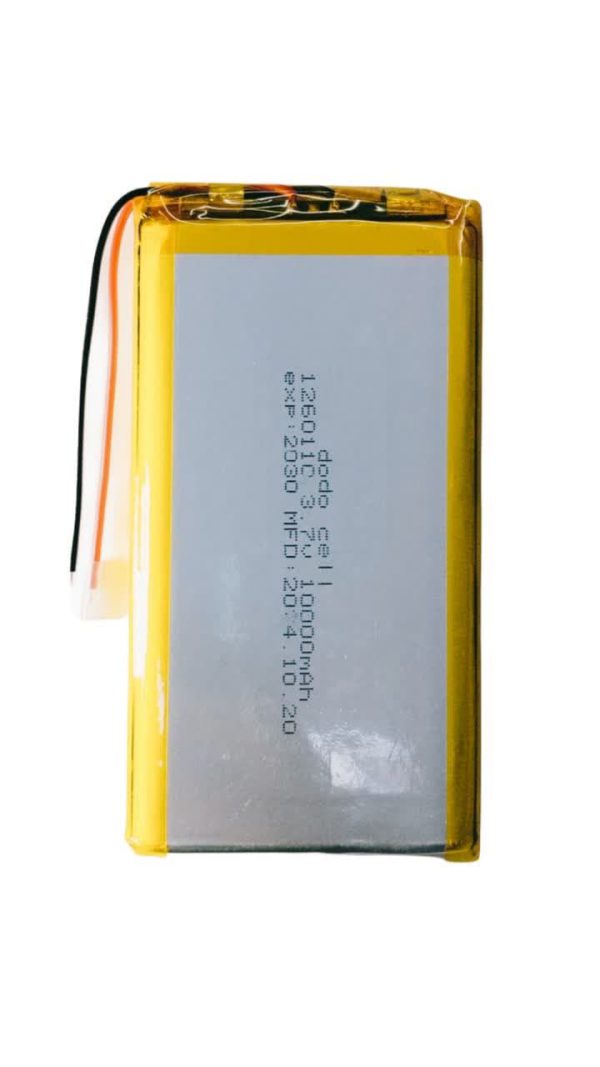 باتری لیتیوم پلیمر 3.7 ولت ظرفیت 10000 میلی آمپر ابعاد 1260110